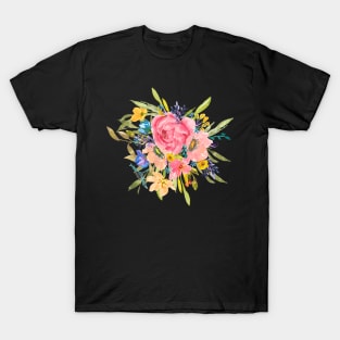 Watercolor Rose Floral Spray T-Shirt